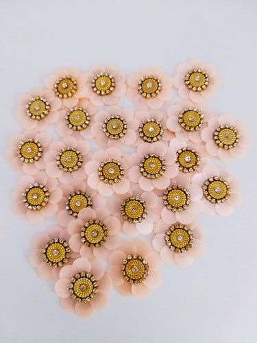 5 Beige Floral Applique, Sequins and Rhinestone Appliques, Headband Applique